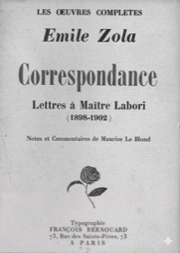 Page de titre des Lettres à Maître Labori (1898-1902) dans l'édition Bernouard des Œuvres complètes d'Émile Zola, avec la rose stylisée caractéristique des éditions de François Bernouard